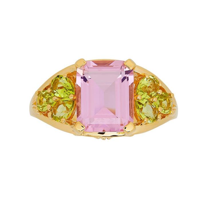 David Tutera 14k Gold Over Silver Simulated Pink Tourmaline & Simulated Peridot Ring, Women's, Size: 7