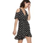 K/lab Ruffled Polka-dot Cold-shoulder Mini Dress, Teens, Size: Xs, Black