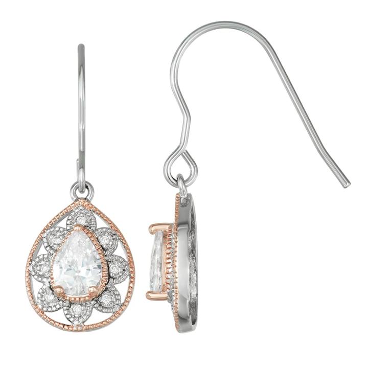 Cubic Zirconia Pear-shaped Drop Earrings, Women's, White
