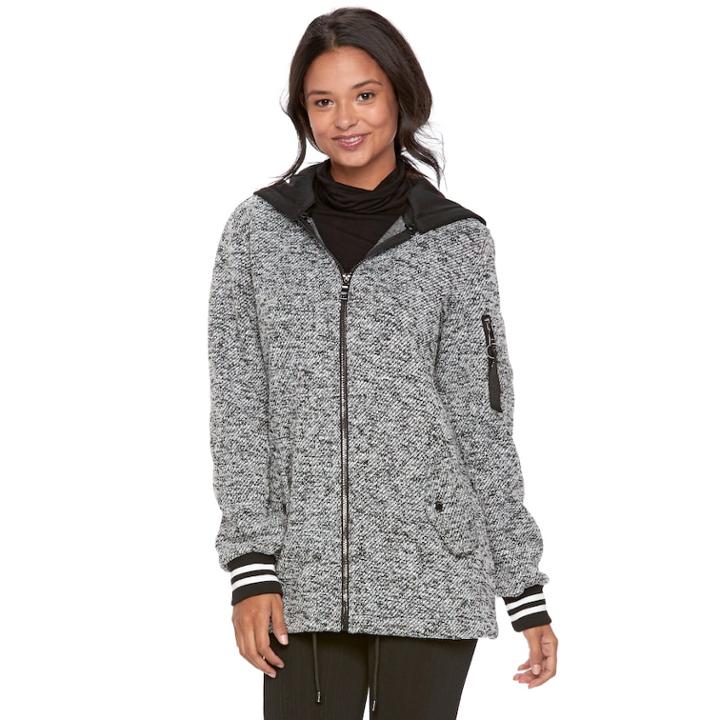 Madden Nyc Juniors' Hooded Fleece Bomber Jacket, Teens, Size: Large, Light Grey