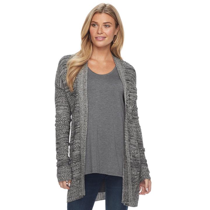 Women's Apt. 9&reg; Geometric Ribbed Cardigan, Size: Small, Grey Other