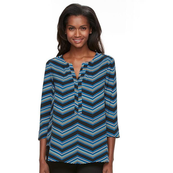 Women's Dana Buchman High-low Crepe Top, Size: Medium, Med Blue