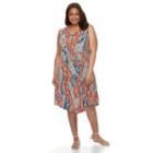 Plus Size World Unity Printed Crochet-back Dress, Women's, Size: 0x, Red Other
