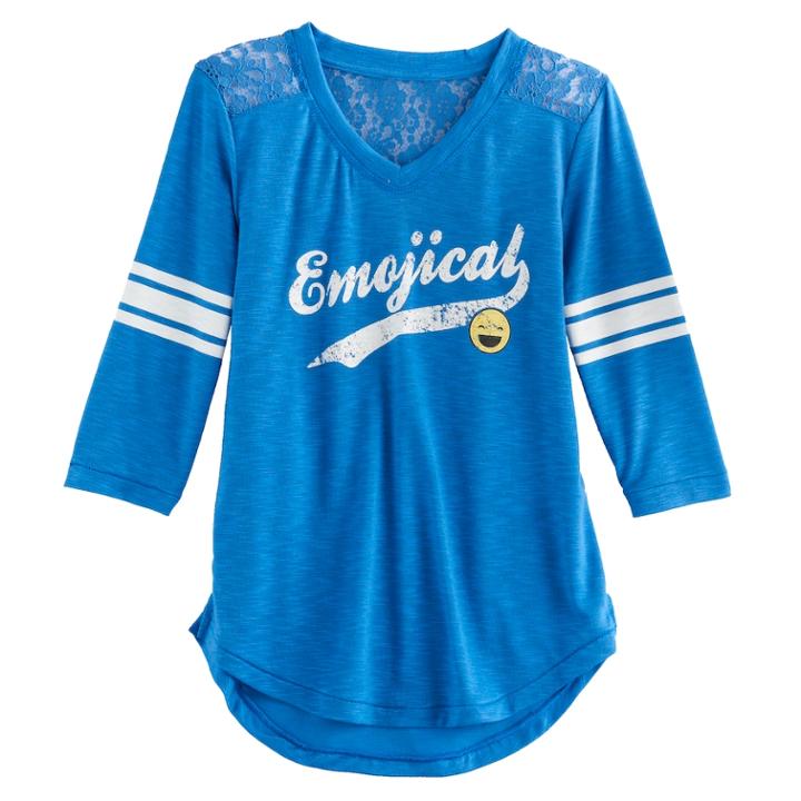 Girls 7-16 So&reg; 3/4-sleeve Lace Sporty Tee, Size: 7-8, Med Blue
