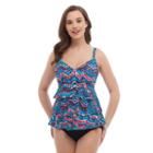 Women's Croft & Barrow&reg; Tummy Slimmer Tiered Swimdress, Size: 6, Tribal Chevron