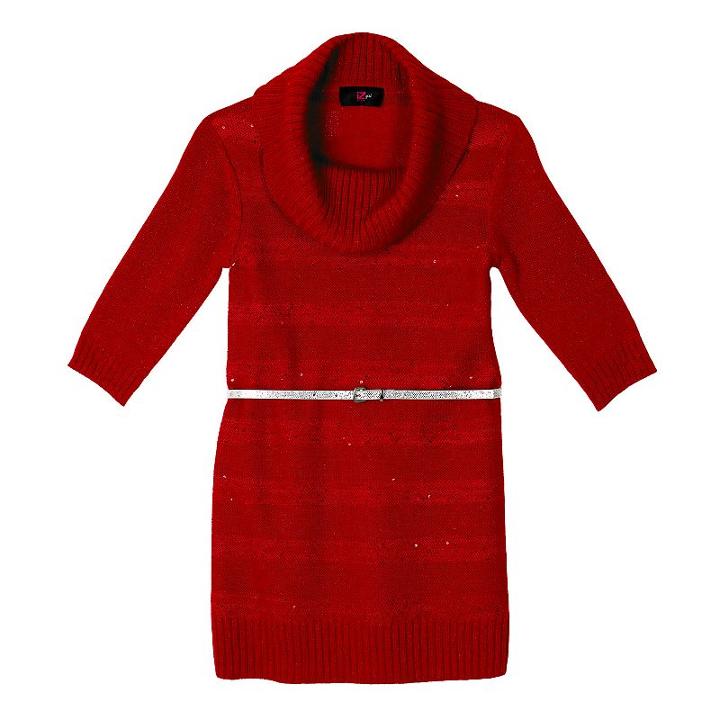 Girls 4-6x Iz Amy Byer Cowl Sweater Dress With Belt, Girl's, Size: 5, Red