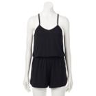 Juniors' So&reg; Knit Cross Back Romper, Teens, Size: Large, Black