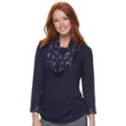 Women's Elle&trade; Ruched Tee & Scarf Set, Size: Xlrg Av/rg, Blue