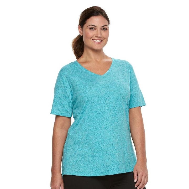 Plus Size Tek Gear&reg; Easy Burnout V-neck Yoga Tee, Women's, Size: 1xl, Turquoise/blue (turq/aqua)