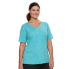 Plus Size Tek Gear&reg; Easy Burnout V-neck Yoga Tee, Women's, Size: 1xl, Turquoise/blue (turq/aqua)