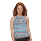 Women's Apt. 9&reg; Geometric High-neck Blouson Halterkini Top, Size: Xl, Multi Stripe