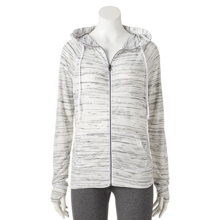Juniors' So&reg; Space Dye Zip Up Hoodie, Girl's, Size: Xs, White