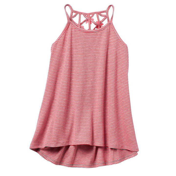 Girls 7-16 & Plus Size So&reg; Lattice Back High-low Tank Top, Girl's, Size: 16 1/2, Lt Orange