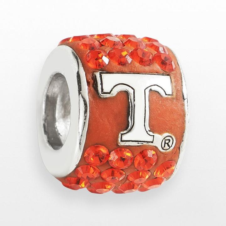 Logoart Tennessee Volunteers Sterling Silver Crystal Logo Bead - Made With Swarovski Crystals, Women's, Orange