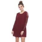 Juniors' Liberty Love Lace-up Sleeve Shift Dress, Teens, Size: Xs, Red Overfl