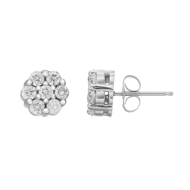 10k White Gold 3/4 Carat T.w. Diamond Cluster Stud Earrings, Women's