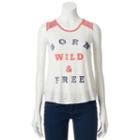 About A Girl, Juniors' Born Wild & Free Raglan Graphic Tank, Size: Small, Natural