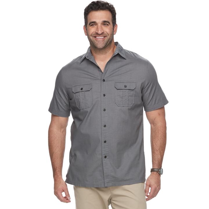 Big & Tall Croft & Barrow&reg; Regular-fit Crosshatch Button-down Shirt, Men's, Size: Xxl Tall, Grey