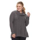 Plus Size Napa Valley Cowlneck Tunic Sweater, Women's, Size: 1xl, Dark Brown
