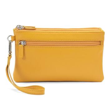 Ili Double-zip Leather Wristlet, Women's, Yellow