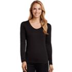 Women's Cuddl Duds Climatesmart V-neck Top, Size: Regular, Black