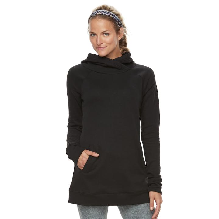 Women's Tek Gear&reg; Hooded Fleece Tunic, Size: Small, Black