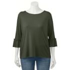 Juniors' Plus Size So&reg; Solid Bell Sleeve Tee, Teens, Size: 1xl, Med Green