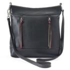 Ili Leather Vertical Zippers Crossbody Bag, Women's, Black