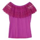 Girls 7-16 Iz Amy Byer Crochet Popover Peasant Top, Girl's, Size: Medium, Lt Purple