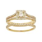 Igl Certified Diamond Square Halo Engagement Ring Set In 14k Gold (1 Carat T.w.), Women's, Size: 10, White