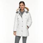 Women's Weathercast Hooded Puffer Jacket, Size: Large, White