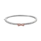Sophie Miller 14k Rose Gold Over Silver And Sterling Silver Cubic Zirconia Bow Bangle Bracelet, Women's, White