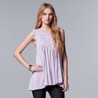 Women's Simply Vera Vera Wang Pintuck Flowy Tunic, Size: Large, Brt Purple