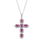 Radiant Gem Lab-created Ruby Sterling Silver Cross Pendant Necklace, Women's, Size: 18, Red