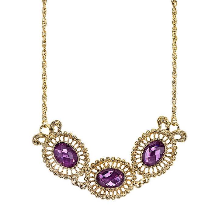 1928 Purple Triple Oval Necklace, Women's, Size: 16