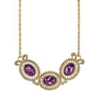 1928 Purple Triple Oval Necklace, Women's, Size: 16