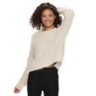 Juniors' Candie's&reg; Chenille Eyelash Long Sleeve Top, Teens, Size: Medium, White