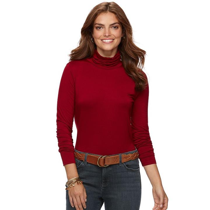 Women's Chaps Turtleneck, Size: Xl, Dark Red