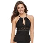 Women's Apt. 9&reg; Crochet High-neck Tankini Top, Size: Xl, Black