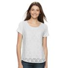 Women's Croft & Barrow&reg; Lace Tee, Size: Medium, White