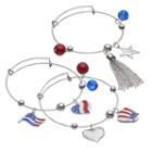 American Flag Charm Bangle Bracelet Set, Women's, Multicolor