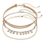 Mudd&reg; Disc Link, Ogee Fringe & Double Strand Cord Choker Necklace Set, Women's, Gold