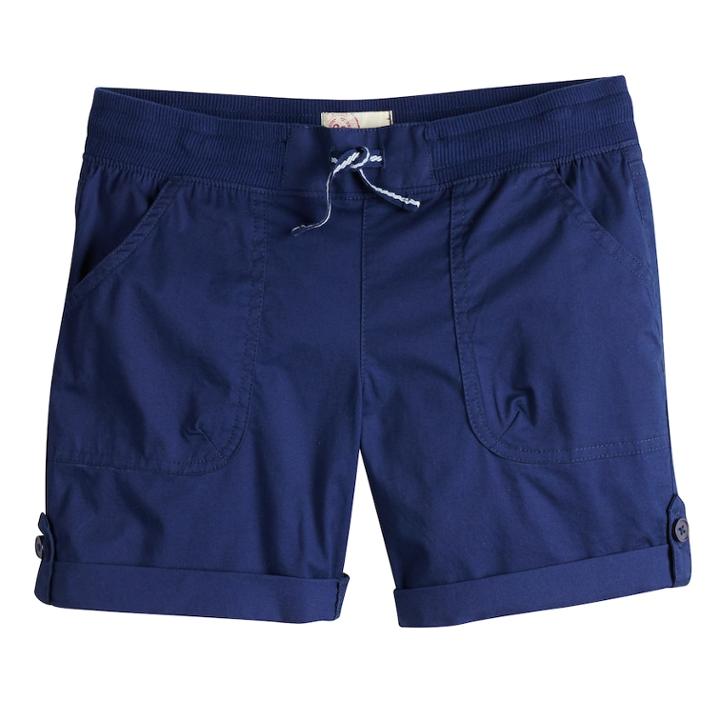 Girls 7-16 & Plus Size So&reg; Rolled Cuff Cargo Bermuda Shorts, Size: 14, Dark Blue