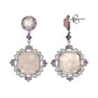 Siri Usa By Tjm Rose Quartz And Amethyst Sterling Silver Filigree Drop Earrings, Women's, Pink