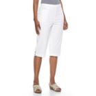Women's Croft & Barrow&reg; Buttoned-hem Pull On Capris, Size: Large, White