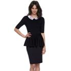 Women's Elle&trade; Embroidered Peplum Sweater Top, Size: Large, Black