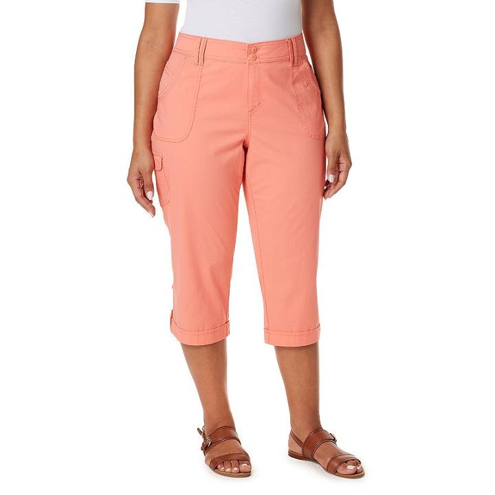 Plus Size Gloria Vanderbilt Mae Twill Cargo Capris, Women's, Size: 18 W, Lt Orange