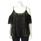 Plus Size Rock & Republic&reg; Cold-shoulder Tie-dye Top, Women's, Size: 2xl, Green