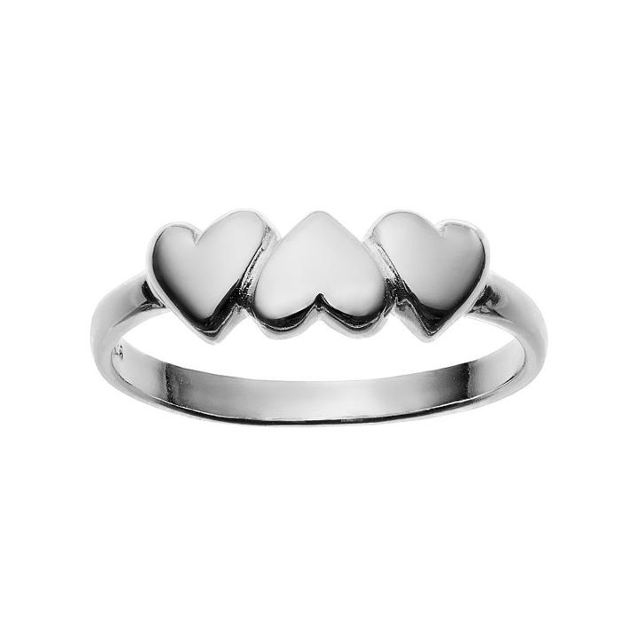 Primrose Sterling Silver Triple Heart Ring, Women's, Size: 6, Grey