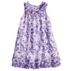 Girls 4-6x Blueberi Boulevard Watercolor Floral Chiffon Dress, Size: 5, Purple